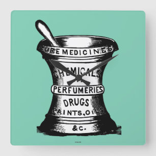 Mortar en Pestle Vierkante Klok