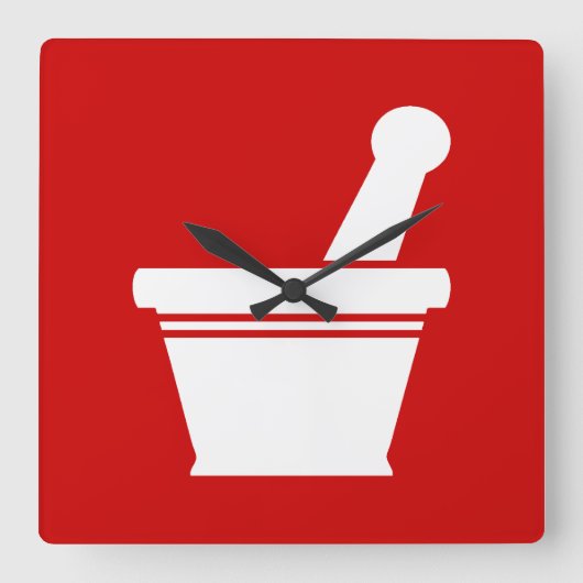 Mortar en Pestle Vierkante Klok (Voorkant)