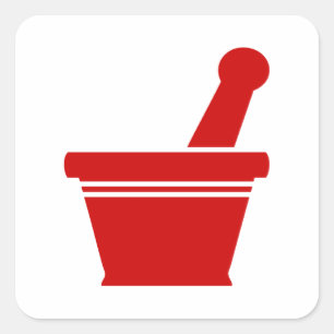 Mortar en Pestle Vierkante Sticker