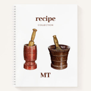 Mortar Pestles Recipe Cookbook Monogram Notitieboek