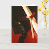 Mortarboard, Diploma, Rode Lint Afstuderen Kaart (Gele Bloem)