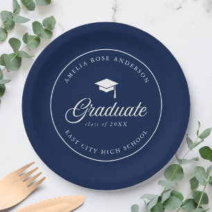Mortarboard Script Bewerkbare Kleur Geslaagd Papieren Bordje