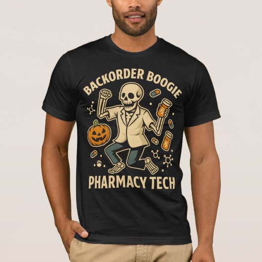 Mortel & Pestle Monster Pharmacy Tech Skeleton Hal T-shirt (Voorkant)