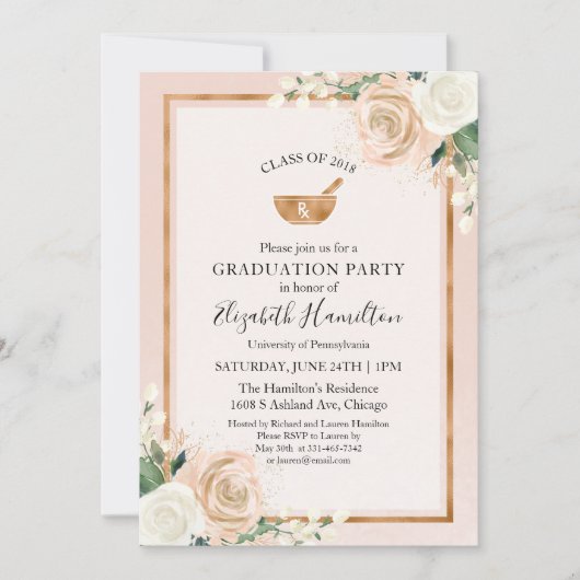 Mortier en Pestle Rx Apotheek School Afstudeerder Kaart (Voorkant)