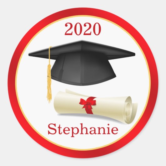 Mortier noir, diplôme Votre nom Graduation Sticker (Devant)