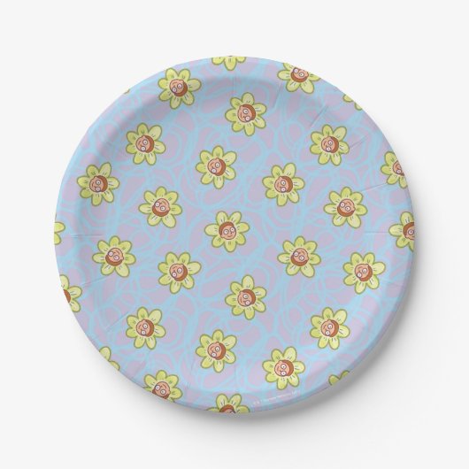 Morty Flower Pattern Papieren Bordje (Voorkant)