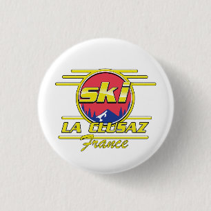 Morzine Frankrijk Ski 80s logo Ronde Button 3,2 Cm