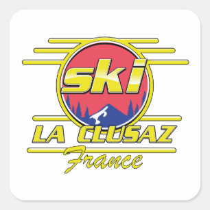 Morzine Frankrijk Ski 80s logo Vierkante Sticker
