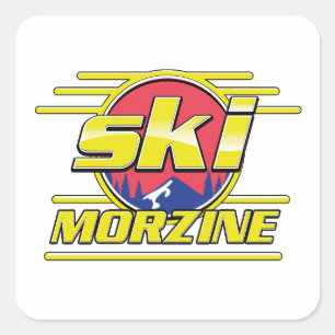 Morzine Frankrijk Ski 80s logo Vierkante Sticker