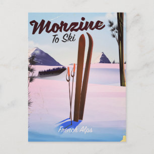 Morzine, Franse Alpen skiposter Briefkaart