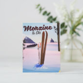 Morzine, French Alps ski poster Briefkaart (Staand voorkant)