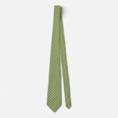 Mos Groen met Ivoor Witte Pinstripes Stropdas (Voorkant)