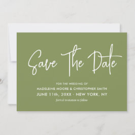 Mos Groen Moderne Kalligrafie Scannable QR Code Save The Date