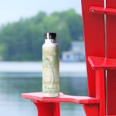 Mos Groen & Wit Pastel Bloemen Gepersonaliseerd Waterfles