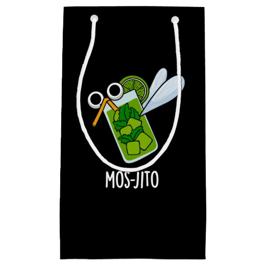 Mos-jito Funny Mojito Drink Pun Dark BG Klein Cadeauzakje (Voorkant)