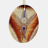 MOSAIC ANGEL Brown Parchment, Red Ruby Keramisch Ornament (Rechts)