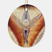 MOSAIC ANGEL Brown Parchment, Red Ruby Keramisch Ornament (Links)