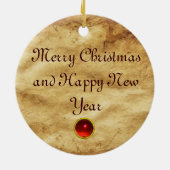 MOSAIC ANGEL Brown Parchment, Red Ruby Keramisch Ornament (Achterkant)