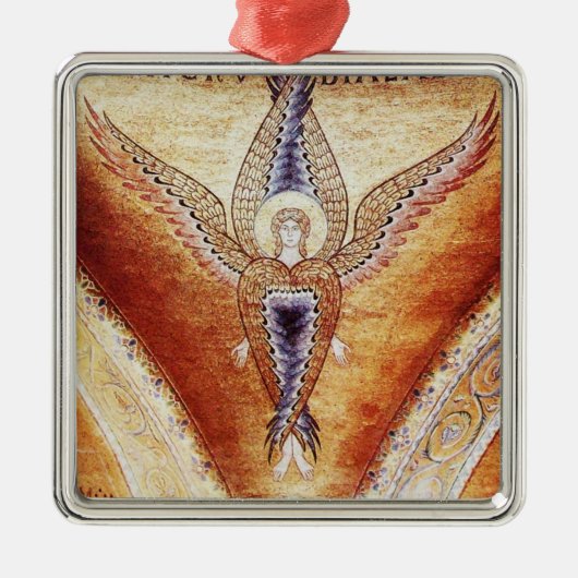 MOSAIC ANGEL Brown Parchment, Red Ruby Metalen Ornament (Voorkant)