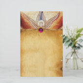 MOSAIC ANGEL BRUIN Perkament Roze Fuchsia Amethist Briefpapier (Staand voorkant)