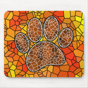 Mosaic Art Dog Paw Print Muismat
