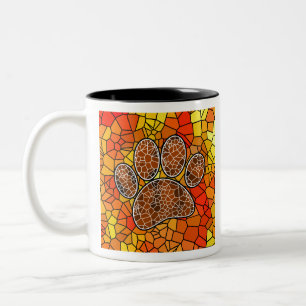 Mosaic Art Dog Paw Print Tweekleurige Koffiemok