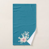 Mosaic bleu couleur et aquarelle cactus (Serviette à main)