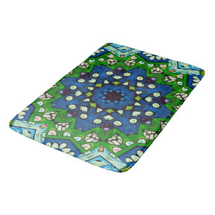 Mosaic Blue Green Hippie Boho Mandala Badmat