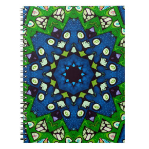 Mosaic Blue Green Hippie Boho Mandala Notitieboek