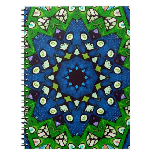 Mosaic Blue Green Hippie Boho Mandala Notitieboek (Voorkant)