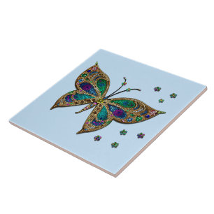 Mosaic Butterfly Blue Tegeltje
