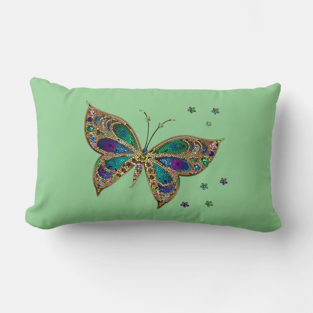 Mosaic Butterfly Green Kussen (Voorkant)