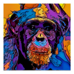 Mosaic Chimp Perfect Poster