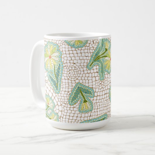 Mosaic Daisies Blanc 11 oz Mug classique (Devant gauche)