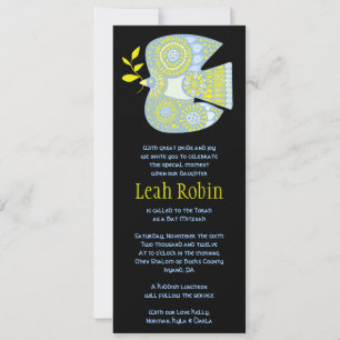 MOSAIC DOVE de la PAIX Invitation Bat mitzvah