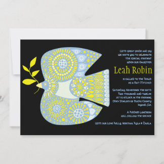 MOSAIC DOVE of PEACE Bat Mitzvah Invitation Kaart