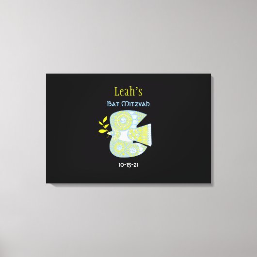 MOSAIC DOVE of PEACE Bat Mitzvah Sign-In Board Canvas Afdruk (Voorkant)