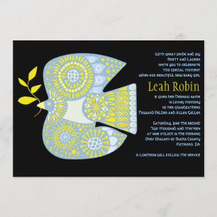 MOSAIC DOVE of PEACE Jewish Baby Naming Invitation Kaart