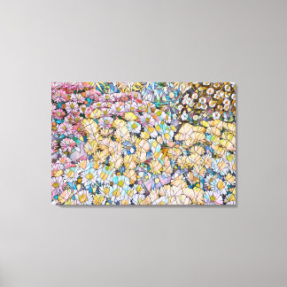 MOSAIC EFFET VAN chrysanthemumbloemen op doek Canvas Afdruk
