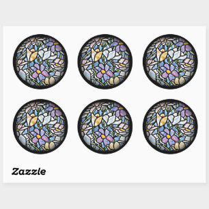 Mosaic Floral Tegels Ronde Sticker