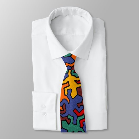 Mosaic Geckos Pattern - aardekleuren + uw ideeën Stropdas (Gebonden)