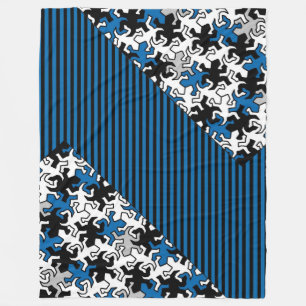 Mosaic Geckos Pattern - blauw zwart wit grijs Fleece Deken