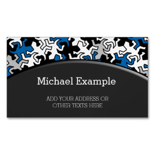 Mosaic Geckos Pattern - blauw zwart wit grijs Visitekaartje Magneet