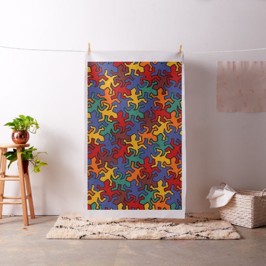 Mosaic Geckos Pattern - Earth Color Stof (Voorbeeld)