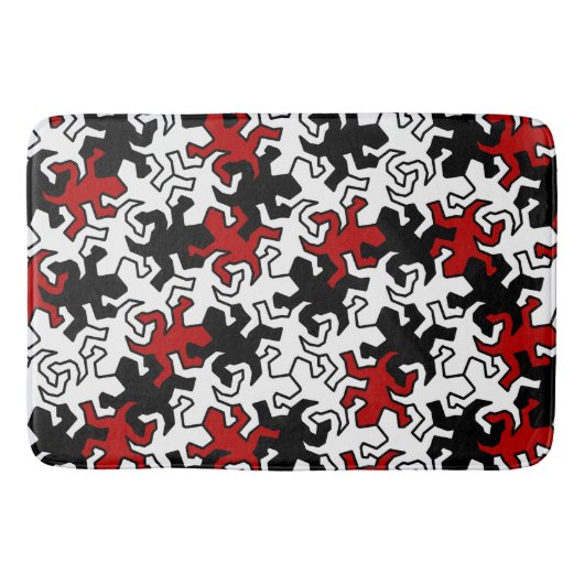 Mosaic Geckos Pattern - rood zwart wit Badmat (Voorkant)