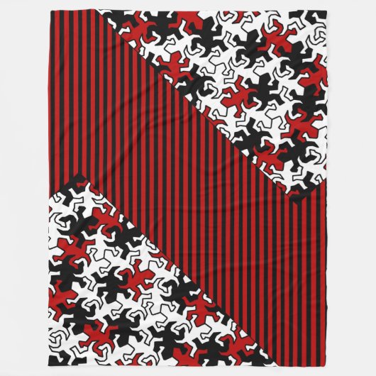 Mosaic Geckos Pattern - rood zwart wit Fleece Deken (Voorkant)