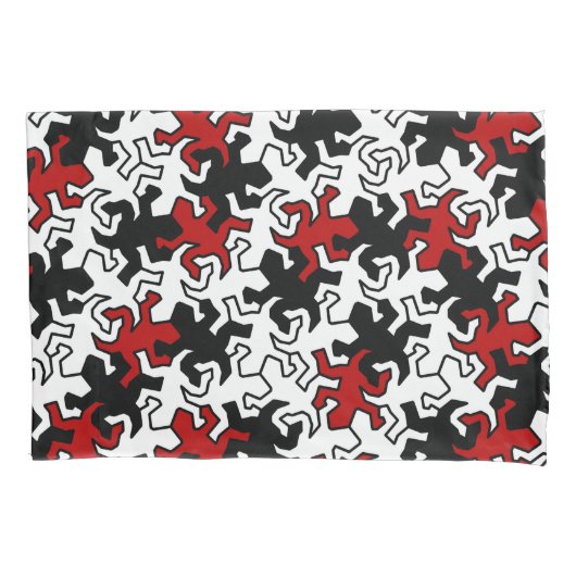Mosaic Geckos Pattern - rood zwart wit Kussensloop (Voorkant)