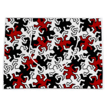 Mosaic Geckos Pattern - rood zwart wit