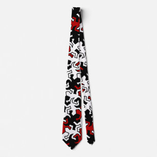 Mosaic Geckos Pattern - rood zwart wit Stropdas
