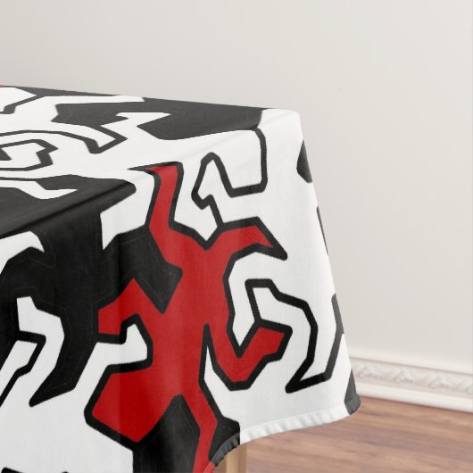 Mosaic Geckos Pattern - rood zwart wit Tafelkleed (Voorbeeld)